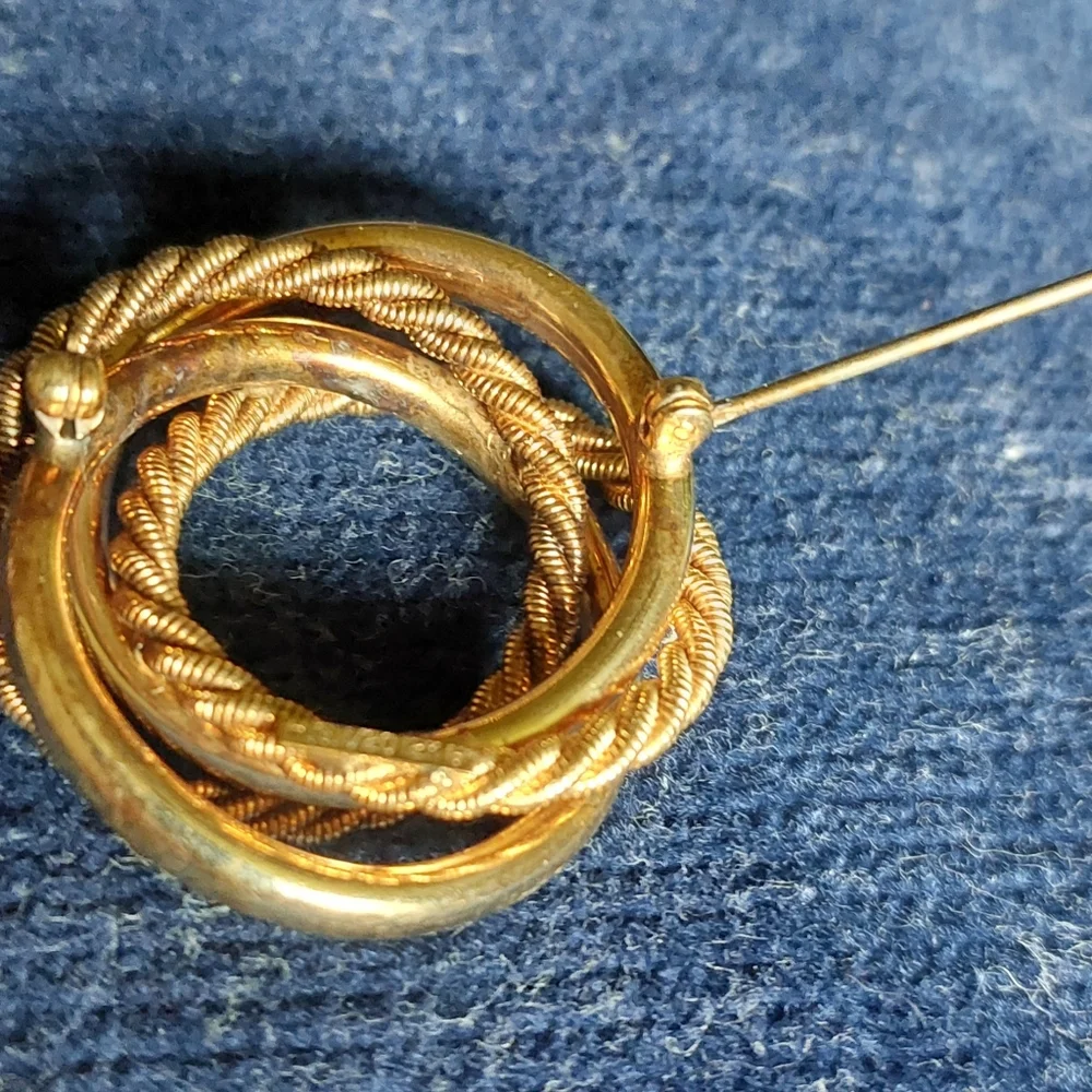 Vintage H.G. Henry Griffith Stacked Circle Brooch 12K GF, Estate Jewelry